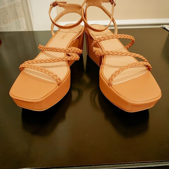 Sun‎ + Stone Alyssaa Caramel Brown Braided Strap Y2K Wedge Heel Boho Sandals Sz. - Picture 4 of 14